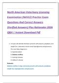 North American Veterinary Licensing  Examination &lpar;NAVLE&rpar; Practice Exam  Questions And Correct Answers  &lpar;Verified Answers&rpar; Plus Rationales 2026  Q&A &vert; Instant Download Pdf