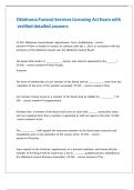 Oklahoma Funeral Services Licensing Act Exam with verified detailed answers