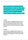 MCAT -BIOLOGICAL AND BIOCHEMICAL FOUNDATIONS OF LIVING SYSTEMS EXAM WITH CORRECT ACTUAL QUESTIONS AND CORRECTLY WELL DEFINED ANSWERS LATEST ALREADY GRADED A&plus; 2025 &ndash; 2026