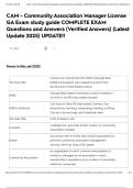 CAM - Community Association Manager License GA Exam study guide COMPLETE EXAM Questions and Answers &lpar;Verified Answers&rpar; &lpar;Latest Update 2025&rpar; UPDATE&excl;&excl;