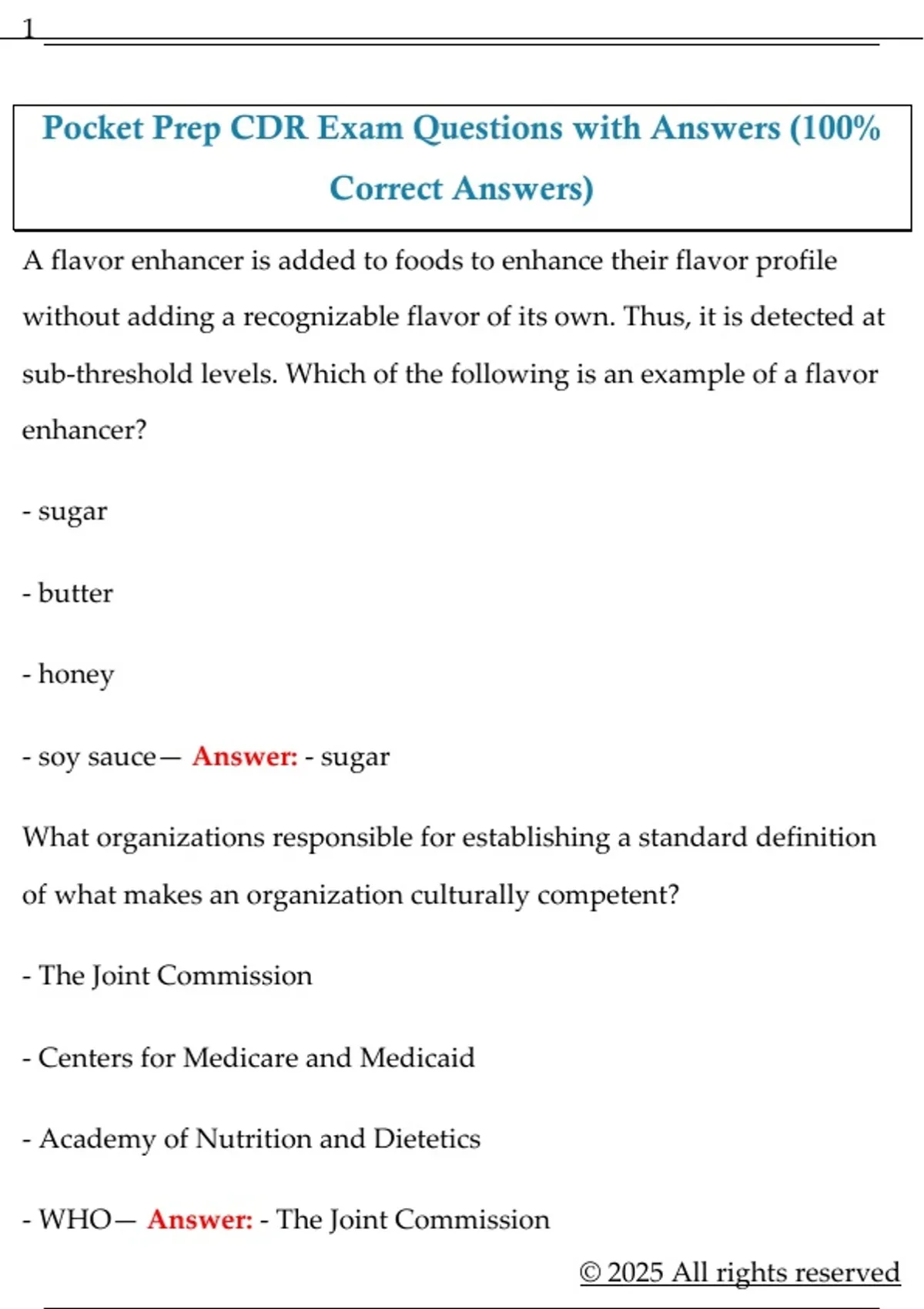 Pocket Prep CDR Exam Questions with Answers (100% Correct Answers ...