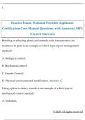 Practice Exam&comma; National Pesticide Applicator  Certification Core Manual Questions with Answers &lpar;100&percnt;  Correct Answers&rpar; 