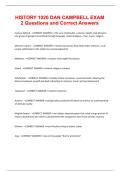 HISTORY 1020 DAN CAMPBELL EXAM 2 Questions and Correct Answers