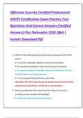 Offensive Security Certified Professional  &lpar;OSCP&rpar; Certification Exam Practice Test  Questions And Correct Answers &lpar;Verified  Answers&rpar; Plus Rationales 2026 Q&A &vert;  Instant Download Pdf