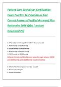 Patient Care Technician Certification  Exam Practice Test Questions And  Correct Answers &lpar;Verified Answers&rpar; Plus  Rationales 2026 Q&A &vert; Instant  Download Pdf