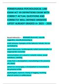 PENNSYLVANIA PSYCHOLOGICAL LAW EXAM ACT 49 DEFINITIONS EXAM WITH CORRECT ACTUAL QUESTIONS AND CORRECTLY WELL DEFINED ANSWERS LATEST ALREADY GRADED A&plus; 2025 &ndash; 2026