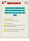 2025&sol;2026 SAR &lpar;SEARCH AND RESCUE CERTIFICATION TEST PRACTICE&period;&rpar; ACTUAL Q&A 100&percnt; PASS