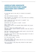 AGRICULTURE ASSOCIATE CERTIFICATION STUDY GUIDE QUESTIONS AND CORRECT ANSWERS