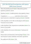 UNLV Bio 189 Final Exam Updated Questions with  Answers &lpar;100&percnt; Correct Answers&rpar;