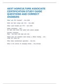 AEST AGRICULTURE ASSOCIATE CERTIFICATION STUDY GUIDE QUESTIONS AND CORRECT ANSWERS