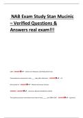 NAB Exam Study &ndash; Stan Mucinic&colon; Verified Questions & Answers