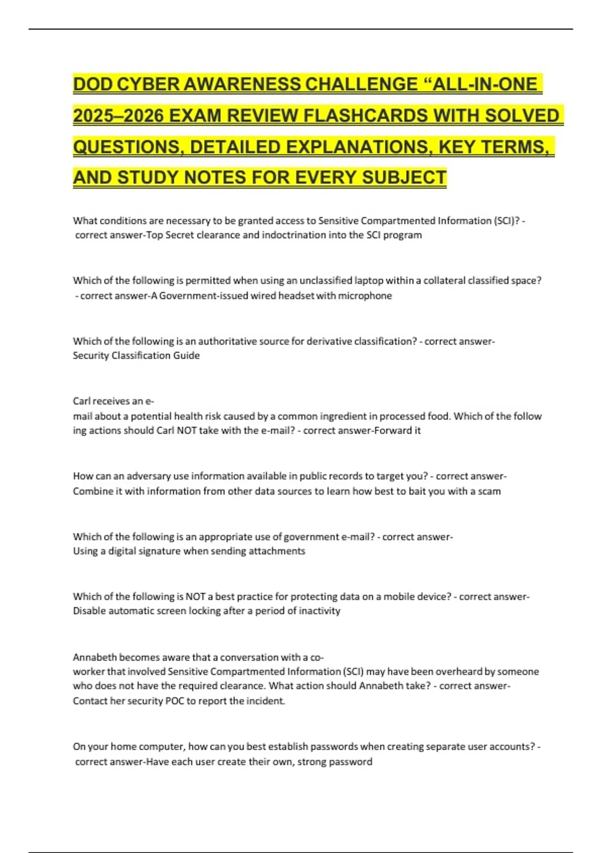 Dod Cyber Awareness Challenge 2025 Flashcards