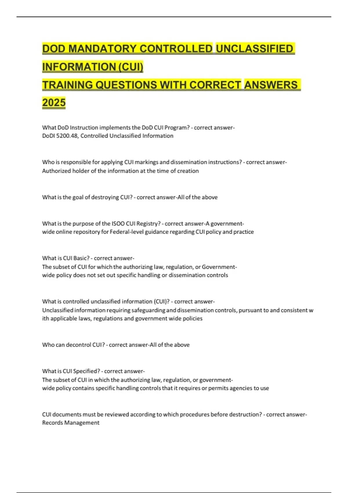 DOD Mandatory Controlled Unclassified Information (CUI) Training ...