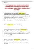 FLORIDA LAWS AND RULES EXAMINATION  FOR PSYCHOLOGISTS QUESTIONS WITH  100&percnt; CORRECT SOLUTIONS &vert; GUARANTEED  SUCCESS&period; 
