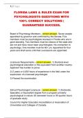 FLORIDA LAWS & RULES EXAM FOR  PSYCHOLOGISTS QUESTIONS WITH  100&percnt; CORRECT SOLUTIONS &vert;  GUARANTEED SUCCESS&period;