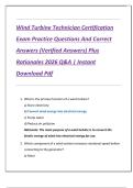 Wind Turbine Technician Certification  Exam Practice Questions And Correct  Answers &lpar;Verified Answers&rpar; Plus  Rationales 2026 Q&A &vert; Instant  Download Pdf