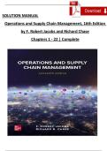 SOLUTION MANUAL Operations and Supply Chain Management&comma; 16th Edition  by F&period; Robert Jacobs and Richard Chase Chapters 1 - 22 &vert; Complete