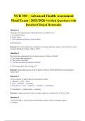 NUR 350 &ndash; Advanced Health Assessment Final Exam &vert; 2025&sol;2026 Verified Questions with Detailed Clinical Rationales