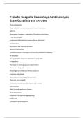 Fysische Geografie Hoorcollege Aantekeningen  Exam Questions and answers 