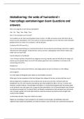 Globalisering&semi; the webs of humankind &plus;  hoorcollege aantekeningen Exam Questions and  answers 