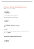 HPD Exam 1 Practice Questions and answers 