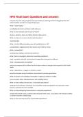 HPD Final Exam Questions and answers 