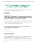 HR Pre-Assessment Test Questions and Answers Correct Test Bank