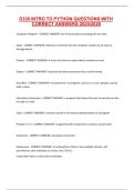 D335 INTRO TO PYTHON QUESTIONS WITH CORRECT ANSWERS 2025-2026
