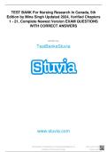 TEST BANK For Nursing Research In Canada&comma; 5th Edition by Mina Singh Updated 2025-2026&comma; Verified Chapters 1 - 21&comma; Complete Newest Version EXAM QUESTIONS WITH CORRECT ANSWERS 