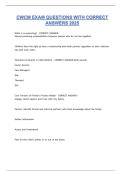 CWCM EXAM QUESTIONS WITH CORRECT ANSWERS 2025