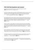 PSYC 420 Final Questions and answers  The biopsychosocial perspective incorporates a developmental viewpoint&period; This means -  individuals must be seen as changing over time&period;  Calvin works at a paper manufacturing company&period; The bleaching agents used by the co