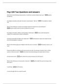 Psyc 420 Two Questions and answers 