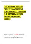 CERTIFIED ASSOCIATE IN  PROJECT MANAGEMENT  EXAM PRACTICE QUESTIONS  AND CORRECT ANSWERS  GRADED A&plus;&vert;ASSURED  SUCCESS