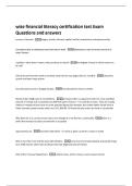 wise financial literacy certification test Exam  Questions and answers 