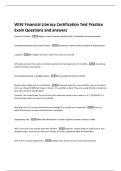 WISE Financial Literacy Certification Test Practice  Exam Questions and answers 