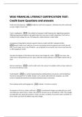 WISE FINANCIAL LITERACY CERTIFICATION TEST&colon;  Credit Exam Questions and answers 