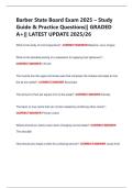 Barber State Board Exam 2025 &ndash; Study  Guide & Practice Questions&vert;&vert; GRADED  A&plus;&vert;&vert; LATEST UPDATE 2025&sol;26 