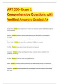ART 200- Exam 1 Comprehensive Questions with Verified Answers Graded A&plus;