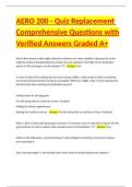 AERO 200 - Quiz Replacement Comprehensive Questions with Verified Answers Graded A&plus;