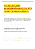 AR 200 Ultra Hard Comprehensive Questions with Verified Answers Graded A&plus;