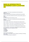 BADM 110 INTRODUCTION TO MANAGEMENT EXAM &num;1 &lpar;CHAPTERS 1-5&rpar; QUESTIONS AND ANSWERS