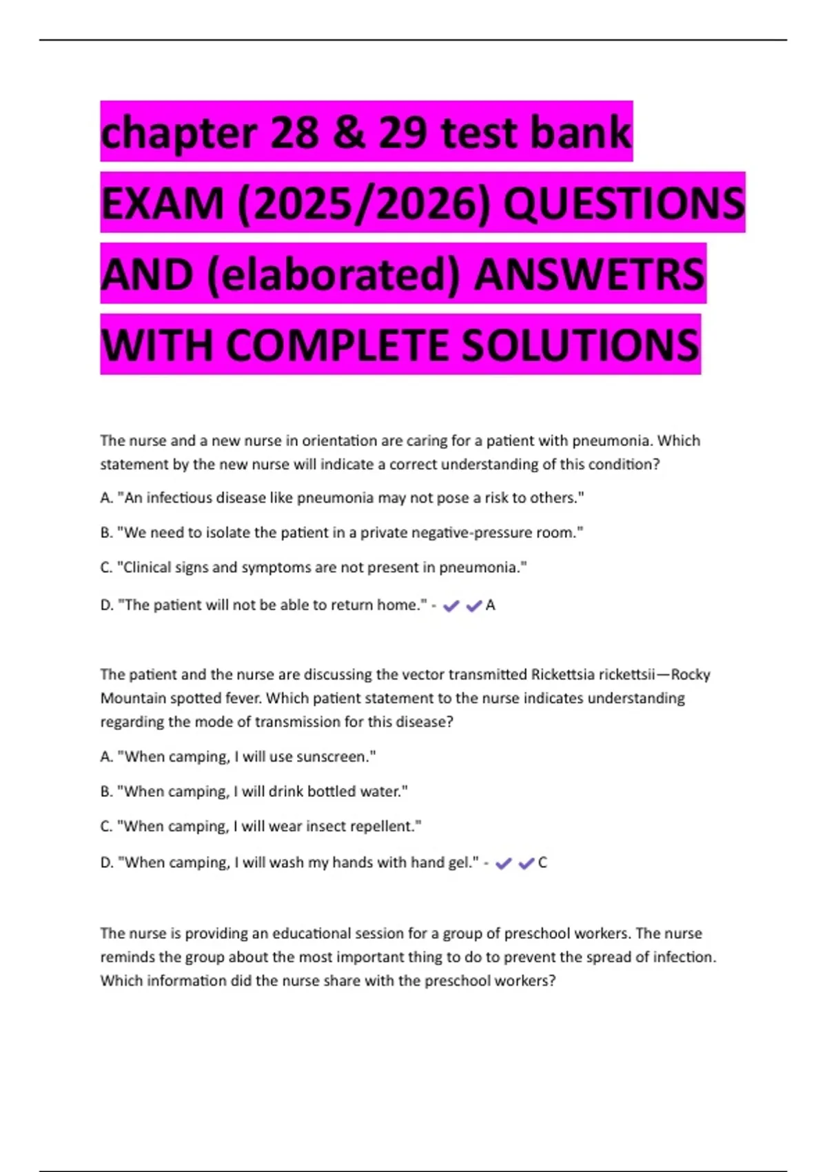 chapter 28 & 29 test bank EXAM (2025/2026) QUESTIONS AND (elaborated ...