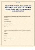 TEXAS HEALTH AND LIFE INSURANCE EXAM WITH COMPLETE 300 QUESTIONS AND WELL EXPLAINED ANSWERS LATEST UPDATED JUST RELEASED THIS YEAR