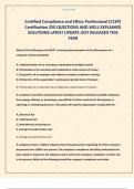 Certified Compliance and Ethics Professional &lpar;CCEP&rpar; Certification 250 QUESTIONS AND WELL EXPLAINED SOLUTIONS LATEST UPDATE JUST RELEASED THIS YEAR
