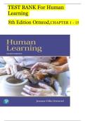 Test Bank for Human Learning&comma; 8th Edition by Jeanne Ormrod&comma; Jeanne Ellis Ormrod&vert;9780134893662&vert; All Chapters 1-15&vert; LATEST