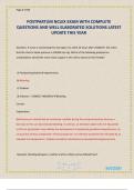 POSTPARTUM NCLEX EXAM WITH COMPLETE QUESTIONS AND WELL ELABORATED SOLUTIONS LATEST UPDATE THIS YEAR