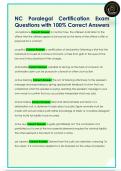 NC Paralegal Certification Exam  Questions with 100&percnt; Correct Answers