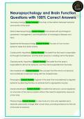 Neuropsychology and Brain Function  Questions with 100&percnt; Correct Answers 