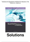 Solution Manual for Quantitative Methods for Business 13th Edition Anderson Sweeney Williams Camm Cochran Fry Ohlmann - Latest Update