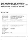 OHIO Lead Abatement State Test Supervisor Exam Questions with 100&percnt; Correct Answers &comma; Lead Abatement State Test Supervisor 20252026